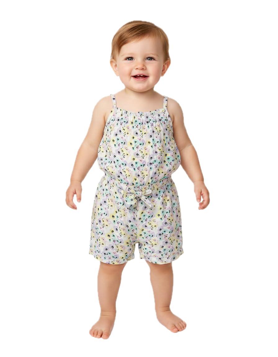 Girls' Floral Rayon Jumpsuits