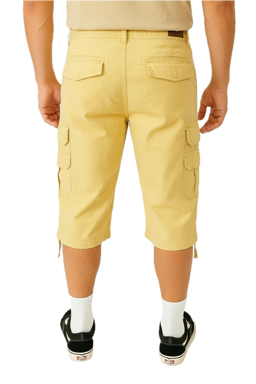 Men's Yellow Cargo Shorts - Back View